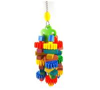 FUTUREORYY Colorful Parrot Block Bite Hanging Pendant for Birds, Sturdy Plastic Chew Suitable for Parakeets and Budgies Cage Accessory