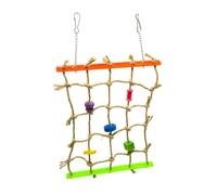 FUTUREORYY Colorful Wood Block Parrot Climbing Net Parrot Chewing Toy Acrylic Rope Perch Random Colors Encourages Climbing and Exercise for Birds