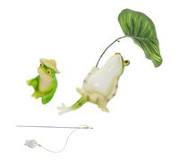 FUTUREORYY Creative Resin Frog Figurine with Lotus Leaf and Umbrella Outdoor Garden Sitting Frog Statue Decoration for Lawn Patio for Indoor Table Centerpiece