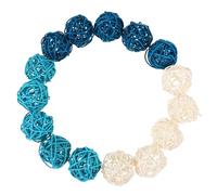 FUTUREORYY Decorative Rattan Balls 5cm Natural Handwoven Wicker Spheres Blue White Teal Vase Bowl Fillers Home Décor Accessories Set of 15 for Living Room and Bathroom