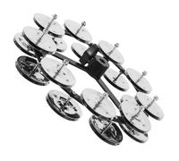 FUTUREORYY Double-row Silver Stainless Steel Hihat Bell Tambourine for Drum Set, Percussion Cymbal Accessory with 9 Jingles, Mounted Drum Hihat Tambourine for Jazz and Live Performance