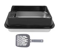 FUTUREORYY Enclosed Stainless Steel Cat Litter Tray with Side Door and Cover Splash-resistant Metal Litter Box for Easy Scooping Compact Space-saving Design for Kitten Home Travel and Outdoor