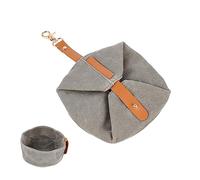 FUTUREORYY Folding Pet Travel Bowl Portable Canvas Dog Food and Water Dish Stable Flat Bottom Slip Feeder for Outdoor Use and Puppy Feeding Grey
