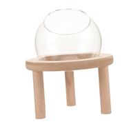 FUTUREORYY Glass Hamster Sand Bath Box with Wooden Base Transparent Small Pet Bathtub for Household Hamster Bathing Resting and Toilet Easy to Clean Glass Container for Sand Baths and Play