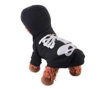 FUTUREORYY Glow in The Dark Skeleton Pet Jumpsuit Skull Pattern, Black Printed Dog Costume for Small Dogs and Cats, l Size Halloween Cosplay Outfit for Puppy Party