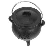 FUTUREORYY Halloween Witch Cauldron with Moon Symbol Realistic Simulated Burning Effect Decorative Witch Pot Figurine for Spiritual Altars and Witchcraft Rituals Party Decor