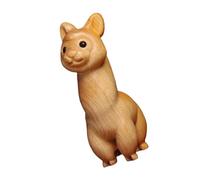 FUTUREORYY Handcrafted Wooden Alpaca Figurine Small Animal Miniature Decor Unique Carved Alpaca Statue for Desk Shelves Office Ornament Cozy Whimsical Gift