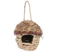 FUTUREORYY Handmade Straw Bird Nest Outdoor Shelter Natural Woven Birdhouse for Garden Porch Rustic Decorative Bird Cage Khaki