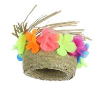 FUTUREORYY Hawaiian Party Mini Pet Hat Adorable Woven Dog Accessory for Festive Events and Photos Stylish Cloth Garland Nest Design for Pets