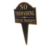 FUTUREORYY Heavy-duty No Trespassing Sign for Private Property Outdoor Metal Stake Weatherproof Security Notice for Lawn Garden Easy Installation Weather Resistant Stylish Black Warning for