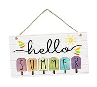 FUTUREORYY Hello Summer Wooden Door Sign Lightweight Hanging Ornament Beach Style Wall Decor for Indoor Outdoor Porch Farmhouse Garden