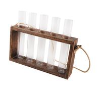 FUTUREORYY Hydroponic Plants Vase Decor Wall Hydroponic Planters for Indoor Plants Wall Mount Glass Test Tube Planter with Wooden Stand for Home Office Garden Water Propagation