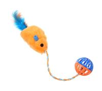 FUTUREORYY Interactive Plush Cat with Plastic Bell Mouse and Ball Design for Indoor Cats Chew and Chase Pet to Exercise