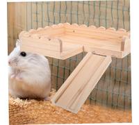 FUTUREORYY Large Solid Wood Hamster Platform Tray Foundation Cage Playground for Hamsters Rats Sugar Gliders and Pets Easy to Install Cage Accessory in Khaki