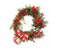 FUTUREORYY Luminous Christmas Wreath Decor with Glowing Red Berries and Bowknot Artificial Garland Ornament for Front Door Window Porch Festival Hanging Decoration