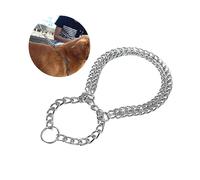 FUTUREORYY Metal Chain Dog Collar Double Row Silver Adjustable Training Tool for Pets and Home Use