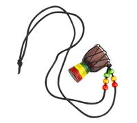 FUTUREORYY Mini Djembe Necklace Handmade Wooden African Drum Charm with Goat Skin Musician Jewelry Pendant and Mini Finger Drum Decoration for Instrument Lovers