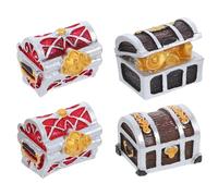 FUTUREORYY Miniature Treasure Chest Aquarium Decoration Set for Decorating Fish 4pcs Natural Resin Cartoon Style, Easy to Store and Creating Mediterranean Sea Floor Scene for Fish
