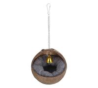 FUTUREORYY Natural Coconut Shell Bird Nest for Parrots and Parakeets with Hanging Installation and Curved Design, Includes Cozy Plush Pad for Enhanced Snuggle Comfort in Bird Cage Or Small