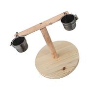 FUTUREORYY Natural Wood Parrot Play Stand with Food Basin and Hanging Bridge Pet Training for Cockatiels Parakeets and Budgies Safe and Easy to Clean Bird Perch Playground
