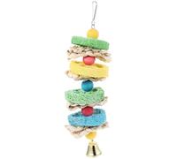 FUTUREORYY Parrot Chewing Toy and Bird Biting Toy Hanging Wear-resistant Wooden Chew Plaything with Colorful Natural Loofah and Corn Husk for Cockatiels Parakeets and Large Pet Birds