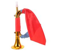 FUTUREORYY Plastic Military Bugle Trumpet with Blue Ribbon and Red Tassel - Musical Horn for Stage Performance and Party Noise Maker, Lightweight Plastic Ceremonial Trumpet for Music Bands