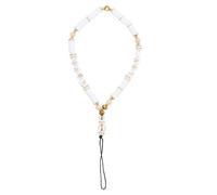 FUTUREORYY Polymer Clay and Crystal Phone Lanyard with Easy to Carry Design, White Phone Hanging Strap for Bag and Keychain, for DIY Decor and Fashion Accessories