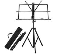 FUTUREORYY Portable Folding Music Stand Adjustable Height Base Stable Heavy Duty Iron Music Sheet Holder for Instrument Practice and Performance