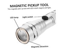 FUTUREORYY Portable Telescopic Magnetic Head Flashlight with Flexible LED Torch Extendable Aluminum Alloy Pickup Tool for Lost Object Retrieval Silver Lamp for Workshop Garage and Outdoor Use