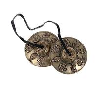 FUTUREORYY Pure Copper Handmade Yoga Cymbals Bell Lightweight Meditation Percussion Instrument with Auspicious Eight Symbols Durable Wear Resistant Tibetan Buddhist Chime for Spiritual
