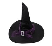 FUTUREORYY Purple Ruched Halloween Witch Hat for Women with Star Moon Patterns Lightweight Breathable Web Realistic Cosplay Accessory for Halloween Parties and Festive Masquerades