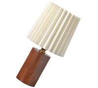 FUTUREORYY Rechargeable Pleated Bedside Desk Lamp with Walnut Wood Base Warm Single Color Light Compact Nordic Style Table Lamp for Bedroom Study Office Nightstand