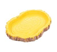 FUTUREORYY Resin Reptile Food Holder and Tortoise Water Dish Tree Bark Style Universal Lizard Feeding Bowl for Terrarium Habitat Accessories Random Color