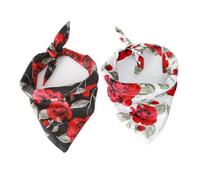FUTUREORYY Rose Pattern Pet Saliva Bandana Bib for Dogs and Cats, 100% Cotton Triangular Collar, Neck Size 25-48Cm, Valentine’S Day with White Background and Red Roses