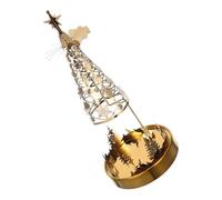 FUTUREORYY Rotary Windmill Candle Holder with Tray Elegant European Style Metal Tea Light Spinner Stable Base for Christmas Valentine's Day Party Table Centerpiece Decoration