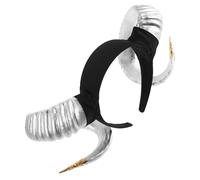 FUTUREORYY Silver Single Horn Devil Headband with Gold Accent Renaissance Inspired Demon Hairband for Women Halloween Party Cosplay Accessory Gothic Masquerade Photo Prop