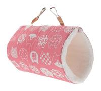 FUTUREORYY Small Pets Cotton Tunnel Bed for Hamster Guinea Pig Chinchilla Squirrel and Parrot, Comfortable Warm Hanging Nest for Four Seasons Use, Red Cat Pattern M