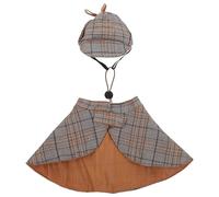 FUTUREORYY Soft Polyester Cat Detective Hat and Cloak Set for Small Pets Easy Wear Costume Accessories for Role Playing Party and Themed Events Comfortable and Pet Outfit