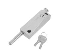 FUTUREORYY Spring Loaded Metal Door Latch with 2 Keys Surface Mounted Automatic Rotating Door Foot Lock Floor Mount Bolt Small Silver Spring Bolt Lock