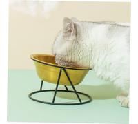 FUTUREORYY Stainless Steel Pet Eating Bowl with Elevated Black Iron Stand Food-grade Material Protects Cat and Dog Cervical Spine Smooth Round Edge Easy to Clean Water Feeder for Cats and