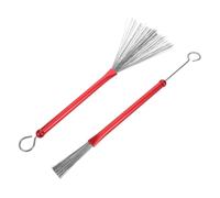FUTUREORYY Steel Wire Drum Brushes with Comfortable Red Handles Jazz Snare Drumsticks Cleaning Tool for Percussion Instruments Versatile Lightweight Design for Extended Play Sessions