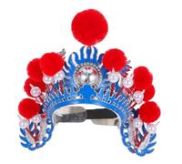 FUTUREORYY Traditional Peking Opera Hat with Red Pom Pom Comfortable Chinese Headdress for Stage Performance and Party Authentic Cultural Costume Accessory for Men and Women