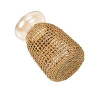 FUTUREORYY Transparent Glass Flower Vase with Amber Inner Bottle Rattan Cover Decorative Tabletop Vase for Home and Office Wear-resistant Material Easy to Clean for Flower Arrangements and