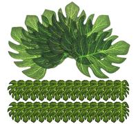 FUTUREORYY Tropical Palm Leaves Cake Decorations 60Pcs Jungle Leaf Cupcake Toppers Easter Birthday Party Supplies