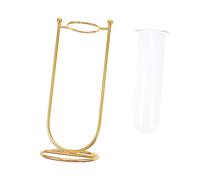 FUTUREORYY U Shaped Nordic Style Flower Vase Metal Frame Glass Iron Home Decor for Flower Arrangement Crafts Tabletop Decorative Accent