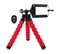 FUTUREORYY Universal Extendable Selfie Stick Tripod with Wireless Remote Control, Red Sponge Octopus Phone Stand for Travel Photography and Live Streaming