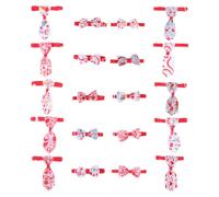 FUTUREORYY Valentine’s Day Pet Neckties 20pcs Set with Heart-shaped Pattern, Romantic Cat Bow Ties and Dog Neck Ornaments for Festival Photo Props, Mixed Styles for Cats and Dogs