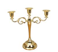 FUTUREORYY Vintage European Style Candle Holder Creative Three-headed Gold Candlestick Stand for Desktop Decoration Stable Home Office Hotel Accent Romantic Ambient Lighting