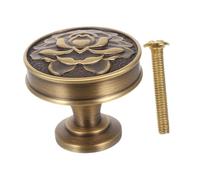 FUTUREORYY Vintage Lotus Brass Cabinet Knobs Retro Drawer Handles for Wardrobe Dresser Kitchen Furniture Durable Premium Brass with Elegant Floral Design Comfortable Grip and Decorative