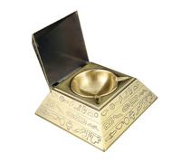 FUTUREORYY Vintage Pyramid Ashtray Artistic Retro Desktop Accessory in Golden Iron with Windproof Cover, Multifunctional Use for Home and Office Decor